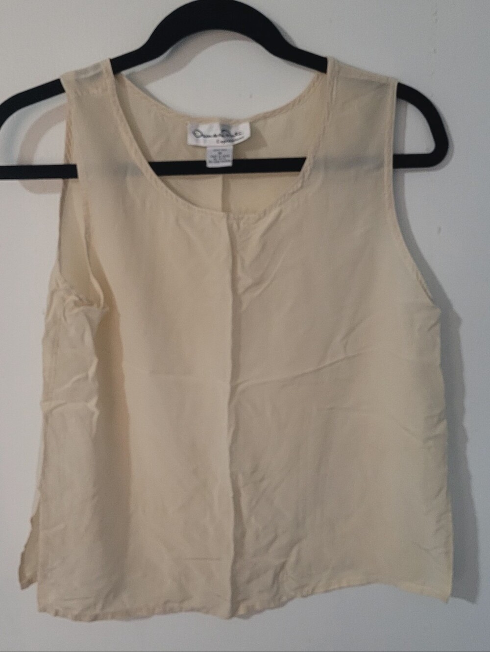 Vtg. 90 Oscar De La Renta Expressions Cream Silk Blouse Sz. M